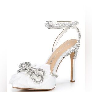 Gianni Bini Niomi Rhinestone Embellished Satin Bow Dress Pumps